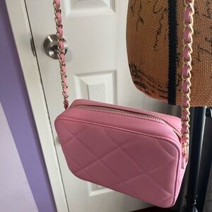 Pink Quilted Crossbody Bag
